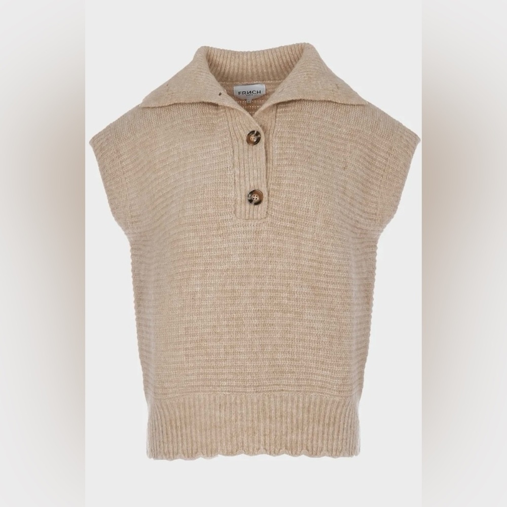 FRNCH beige/tan “Neil” Pullover Wool Blend Sweater Vest